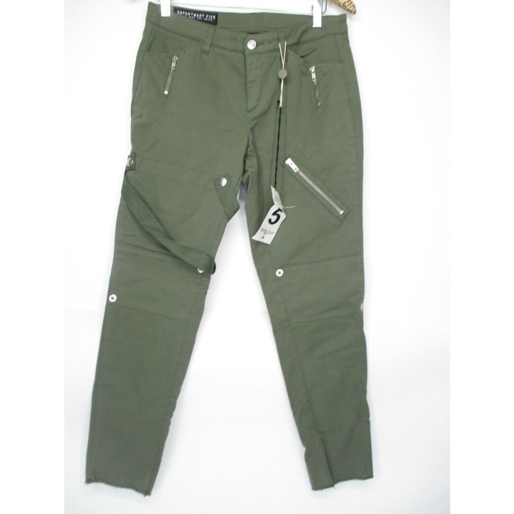 Department Five Cargo Pants Y2K Back Zip Multi-Pocket Army Olive Sz 27